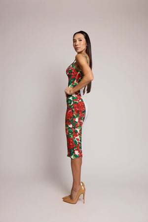 Vestido Midi Dolce & Gabbana Floral Vermelho