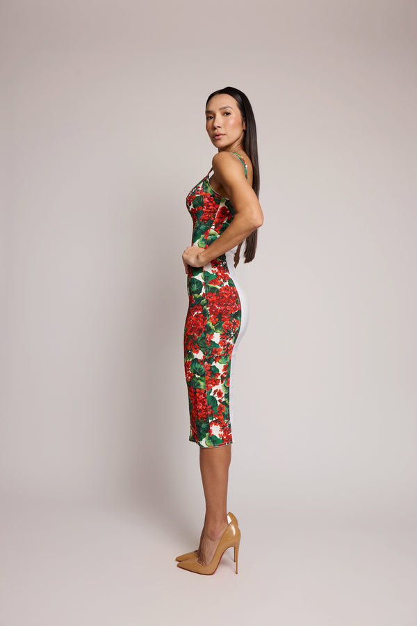 Vestido Midi Dolce & Gabbana Floral Vermelho