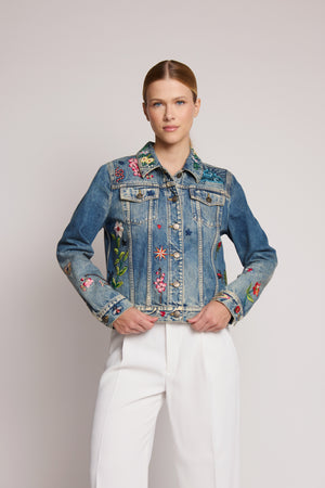 Jaqueta Jeans bordada Gucci