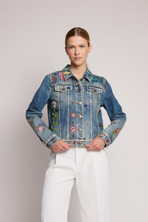 Jaqueta Jeans bordada Gucci