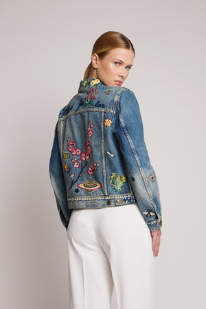 Jaqueta Jeans bordada Gucci