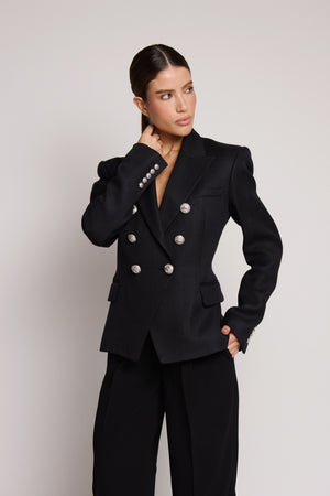 Blazer Balmain preto com botões prateados