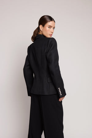 Blazer Balmain preto com botões prateados