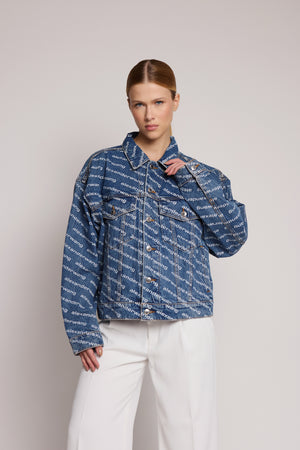 Jaqueta Jeans Azul Alexander Wang Logo Print