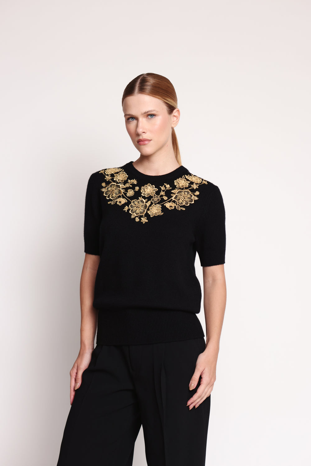 Dolce & Gabbana Cashmere Floral Print Sweater 