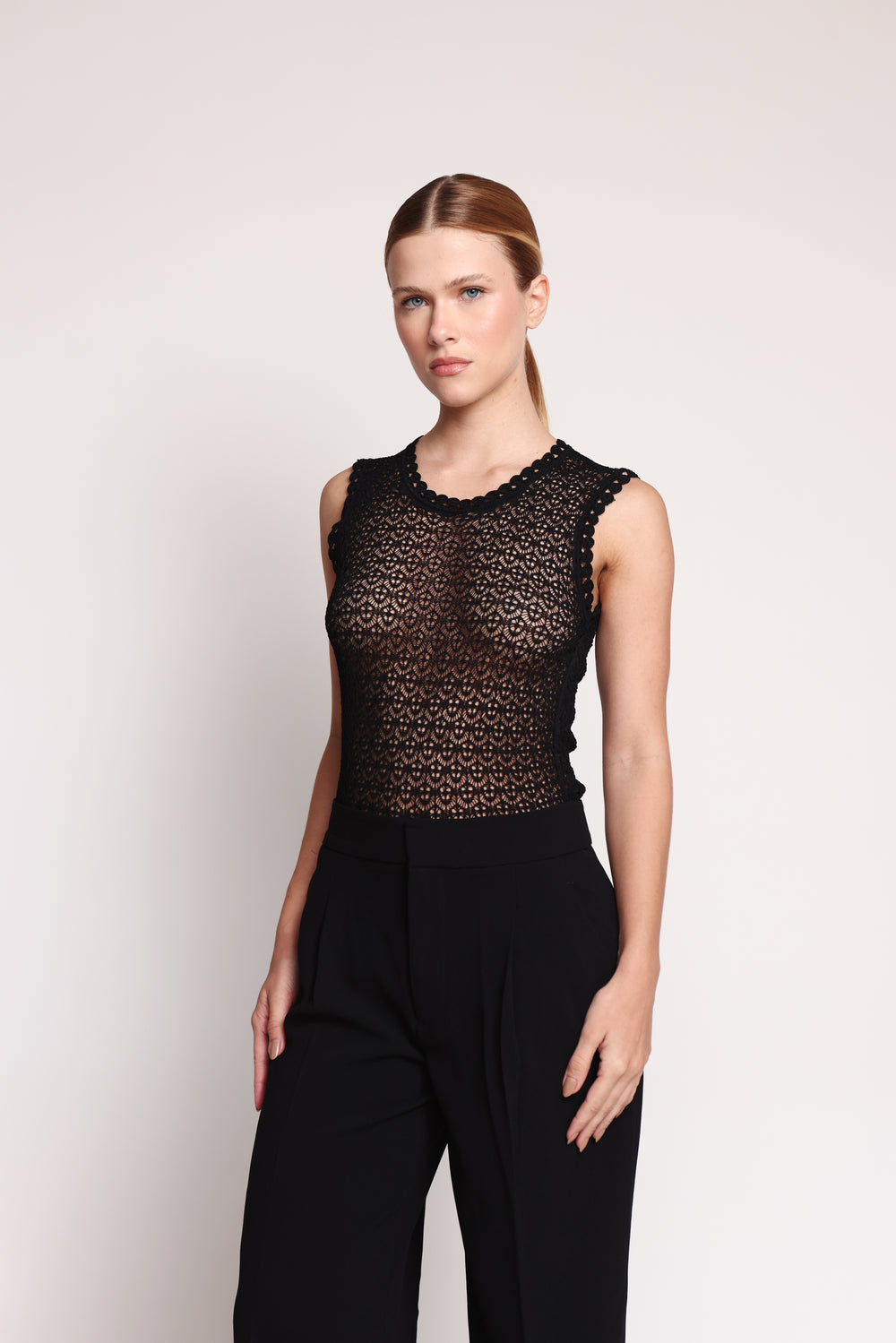 Dolce & Gabbana Black Crochet Sheer