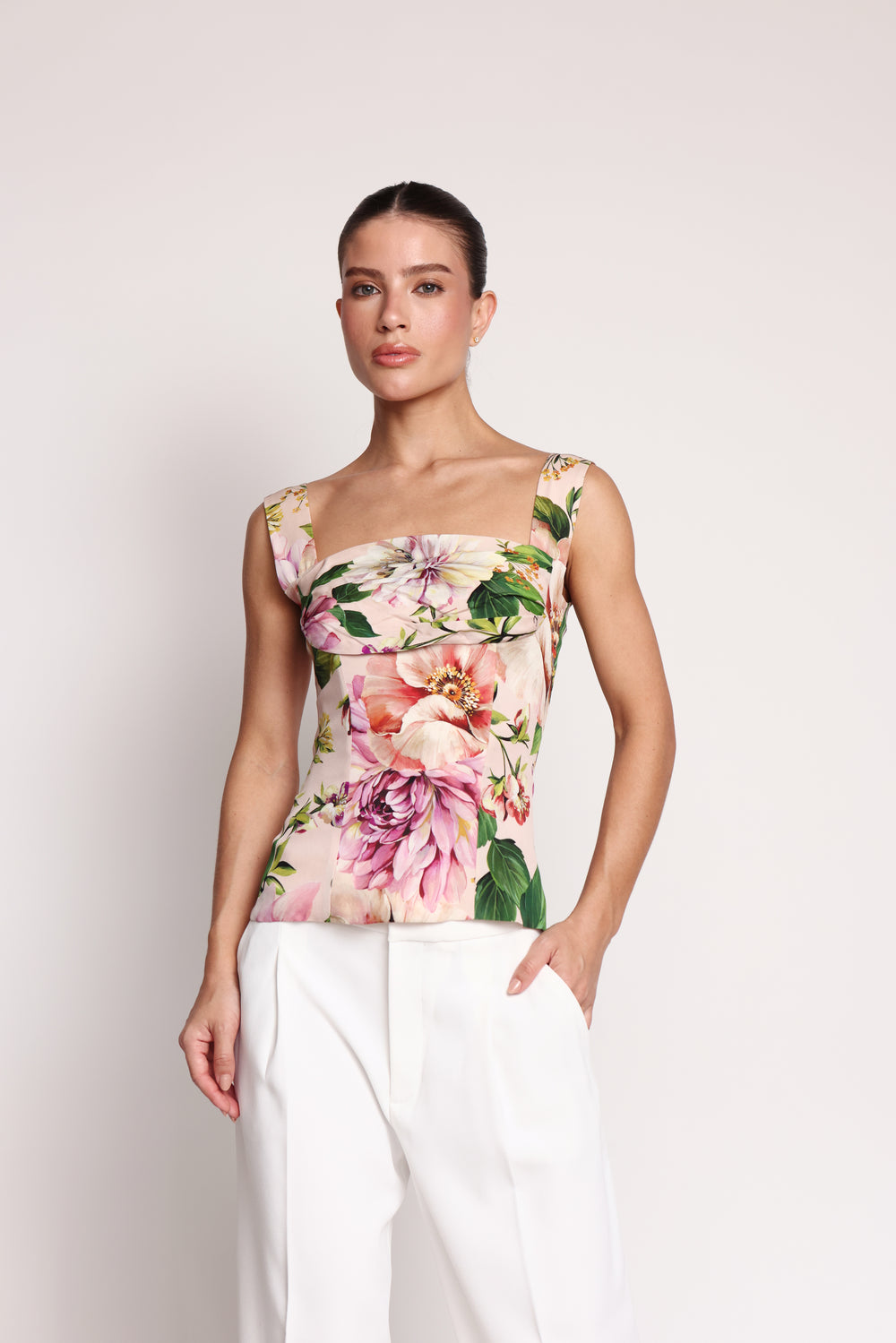Dolce & Gabbana Charmeuse Floral Top 