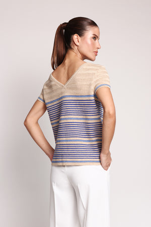 Chanel Beige & Blue Striped Line