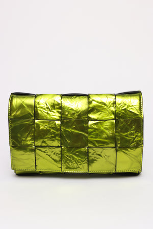 Bottega Veneta Cassette Intrecciato Crushed Metallic Crossbody Bag 