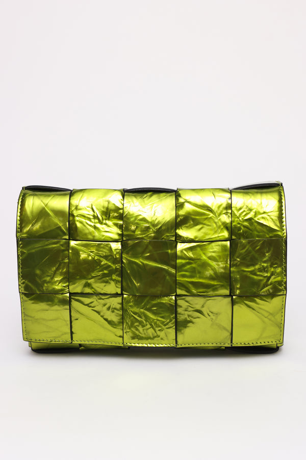 Bottega Veneta Cassette Intrecciato Crushed Metallic Crossbody Bag 