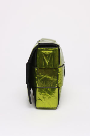 Bottega Veneta Cassette Intrecciato Crushed Metallic Crossbody Bag 