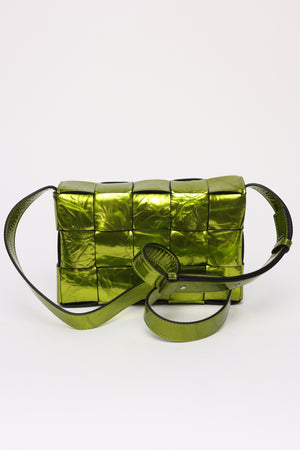Bottega Veneta Cassette Intrecciato Crushed Metallic Crossbody Bag 