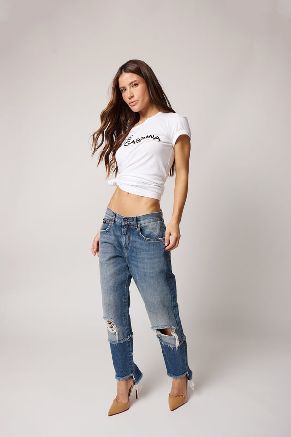 Calça Jeans Dolce & Gabbana Destroyed Azul