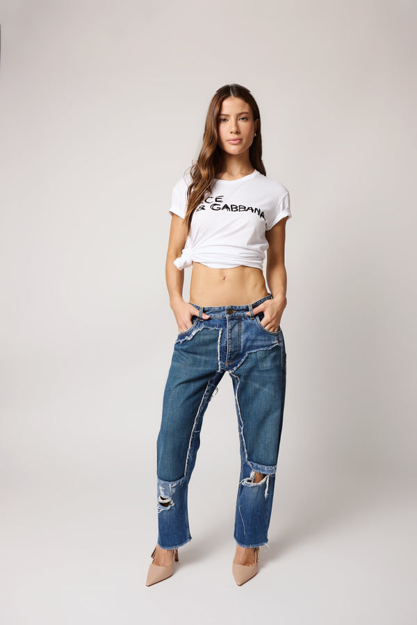 Calça Jeans Patchwork Destroyed Dolce & Gabbana