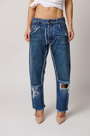 Calça Jeans Patchwork Destroyed Dolce & Gabbana