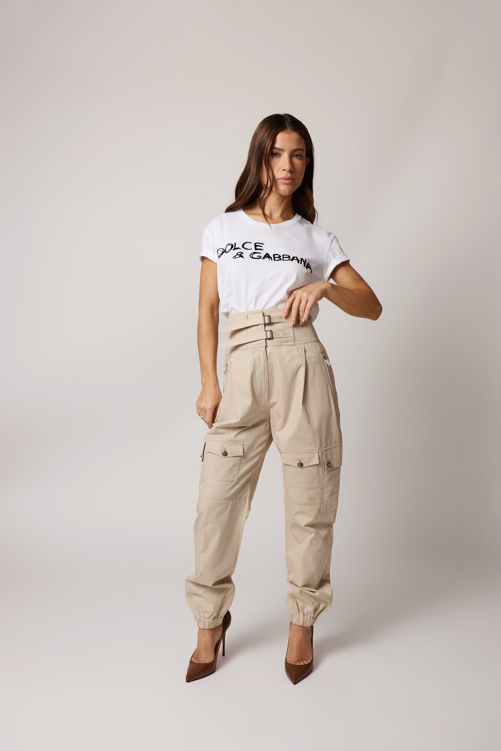 Calça Cargo Dolce & Gabbana Cintura Alta com Fivelas