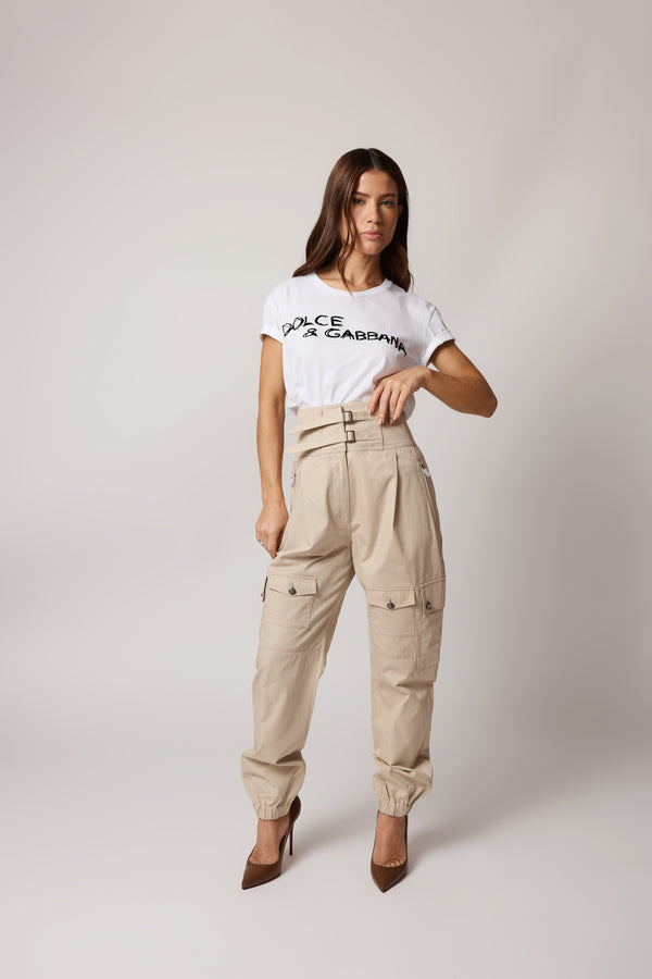 Calça Cargo Dolce & Gabbana Cintura Alta com Fivelas