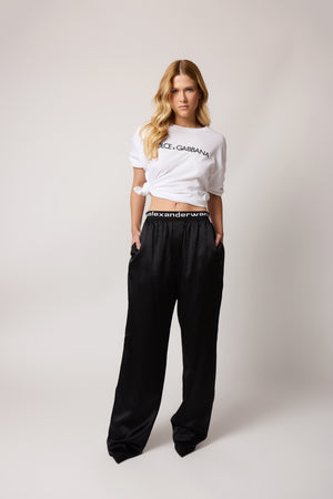 Calça Alexander Wang Wide Leg Silk Preto