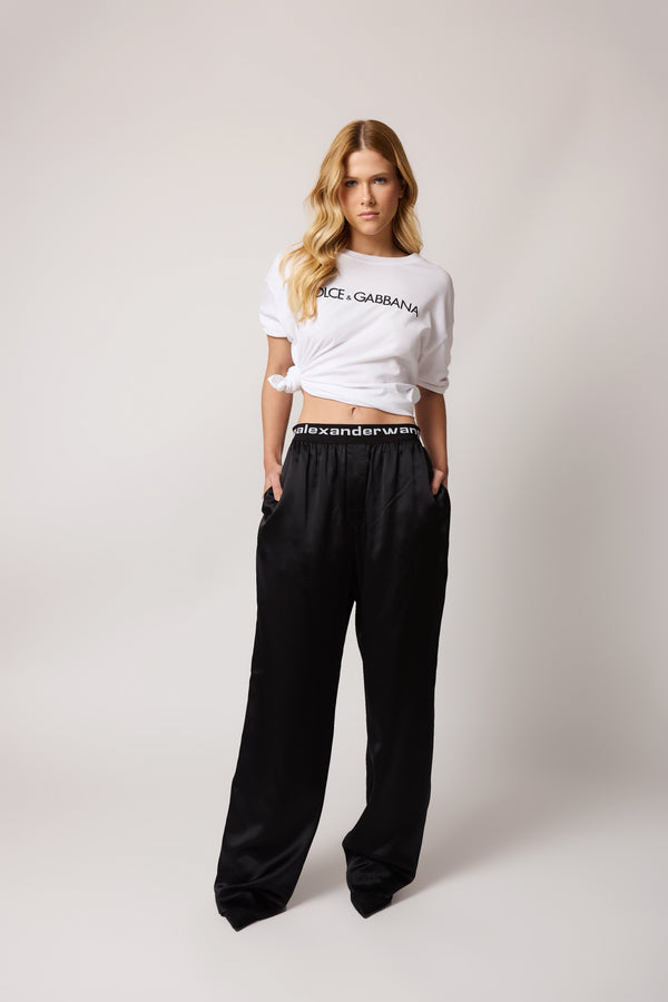 Calça Alexander Wang Wide Leg Silk Preto