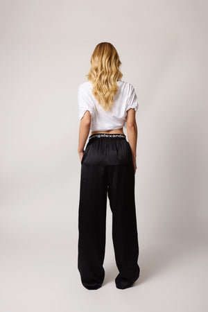 Calça Alexander Wang Wide Leg Silk Preto