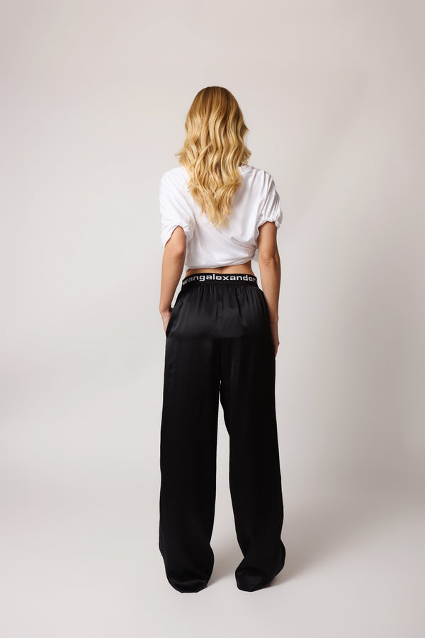Calça Alexander Wang Wide Leg Silk Preto