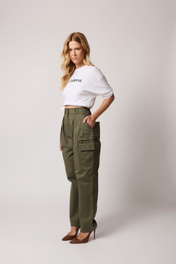Calça Balmain Cargo Cintura Alta Verde