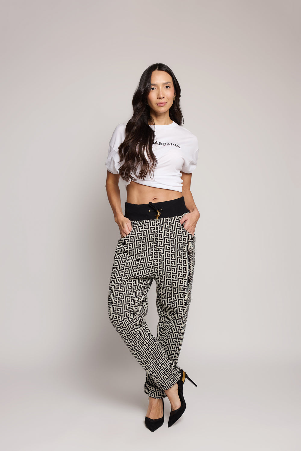 Calça em jacquard de algodão Balmain