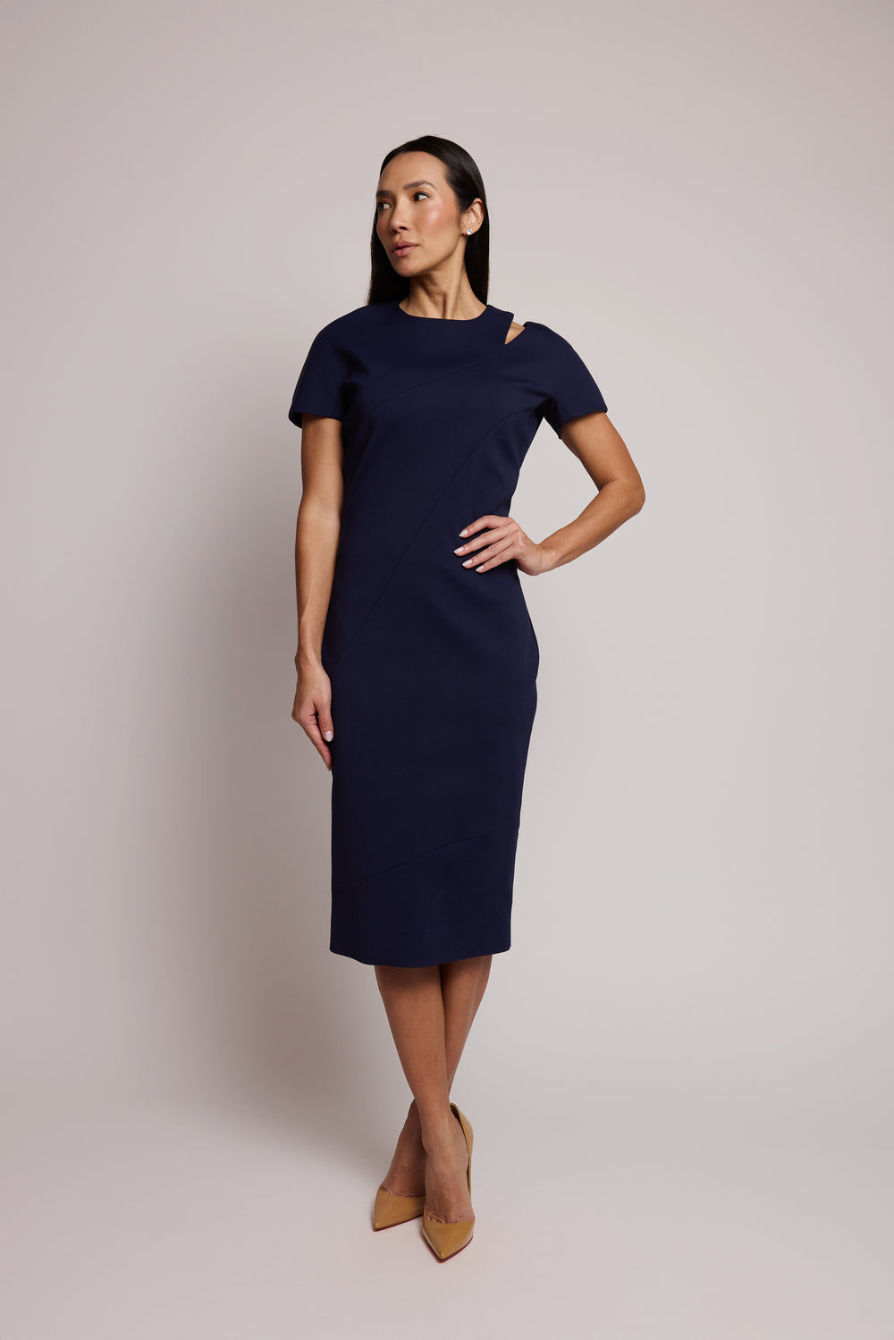 Vestido Azul Estruturado Victoria Beckham