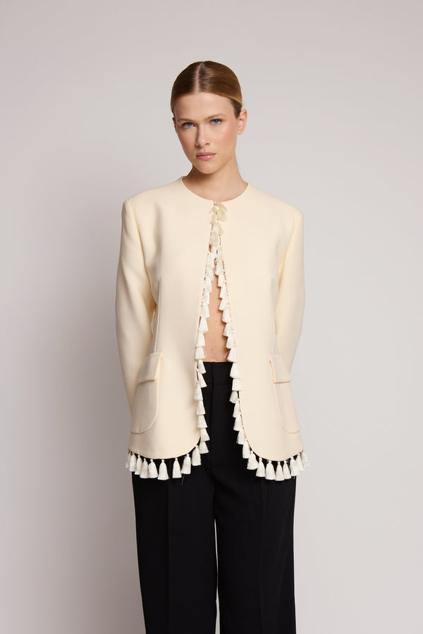 Casaco Dior com detalhe em pompons
