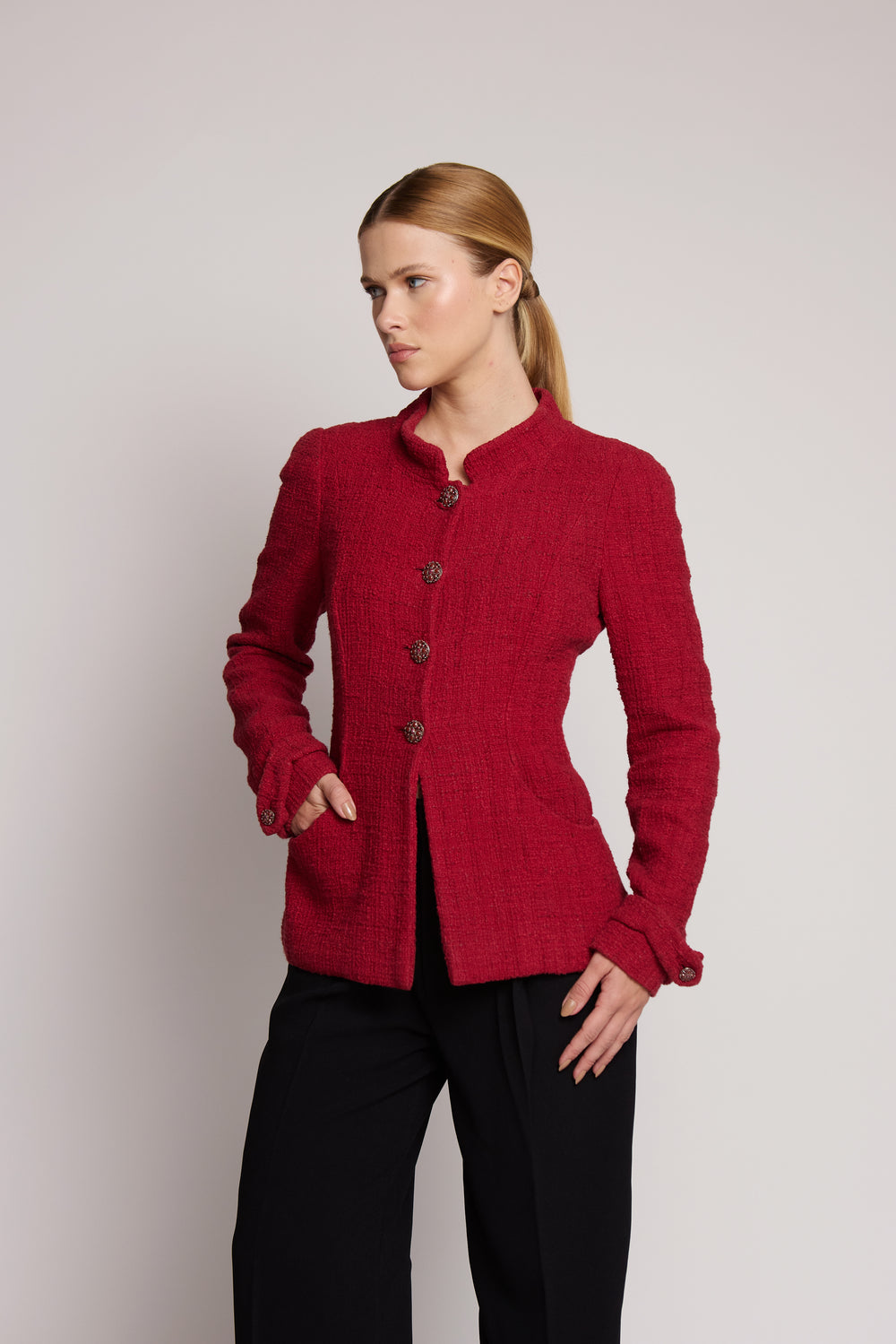 Casaco Chanel tweed Bordô