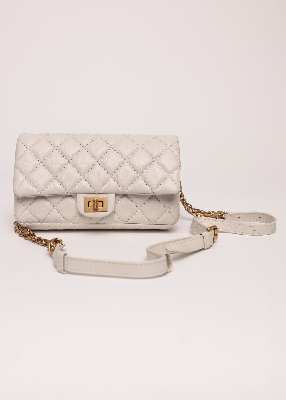 Chanel White Quilted 2.55 Shoulder Bag