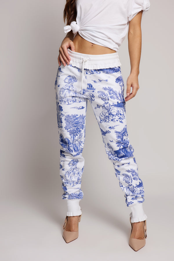 Calça Moschino Toile de Jouy Azul