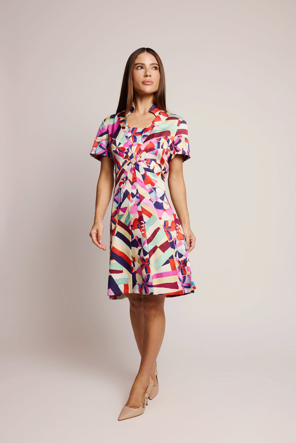 Vestido Chanel de Seda Estampado Multicolorido