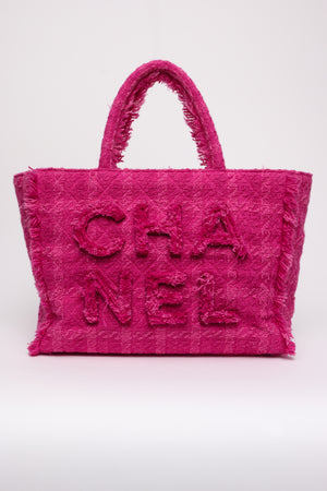 Chanel Pink Fuchsia Quilted Tweed Zipped