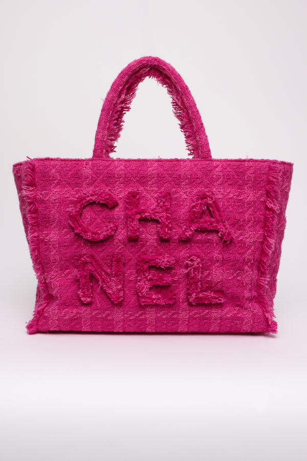 Chanel Pink Fuchsia Quilted Tweed Zipped