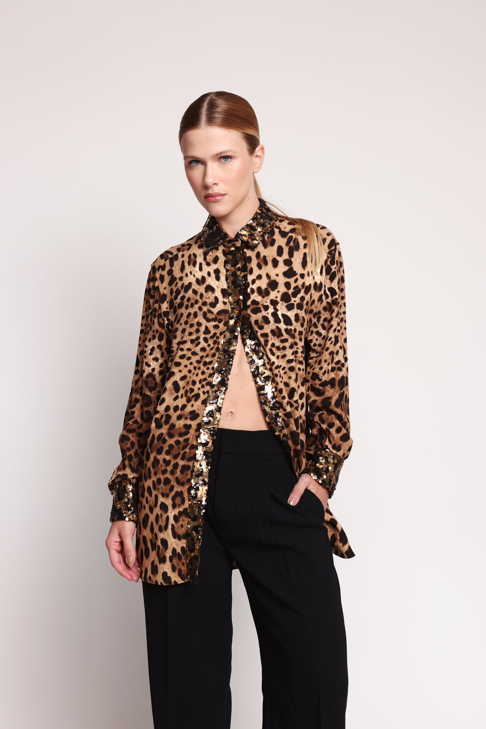 Dolce & Gabbana Sequin Trim Snap-Up