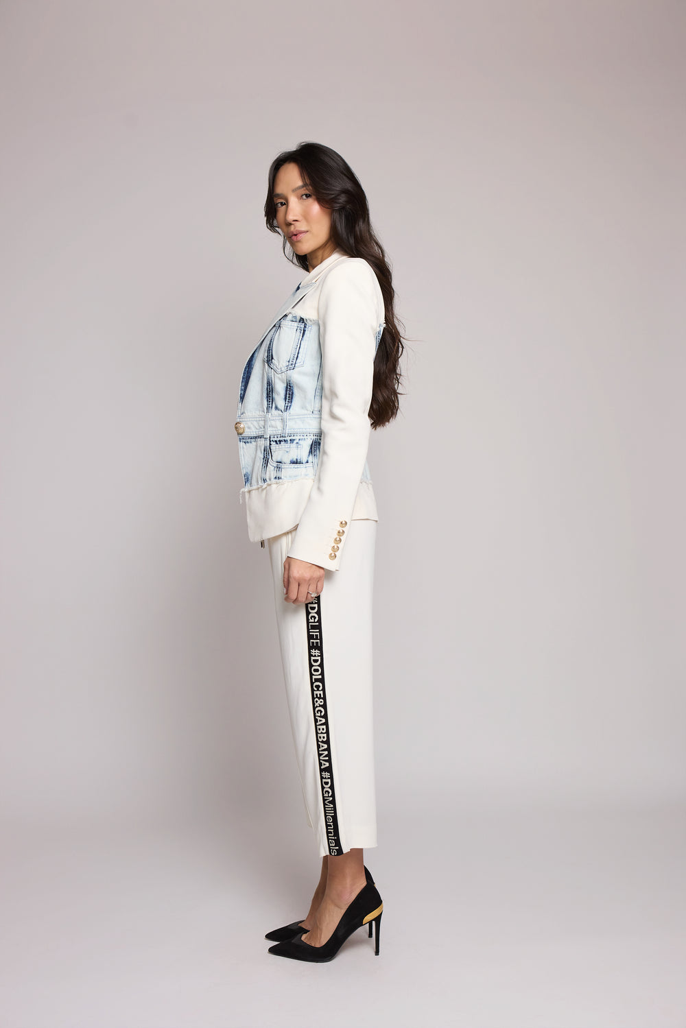 Calça Dolce & Gabbana Jogger Off-White com Faixa Logo