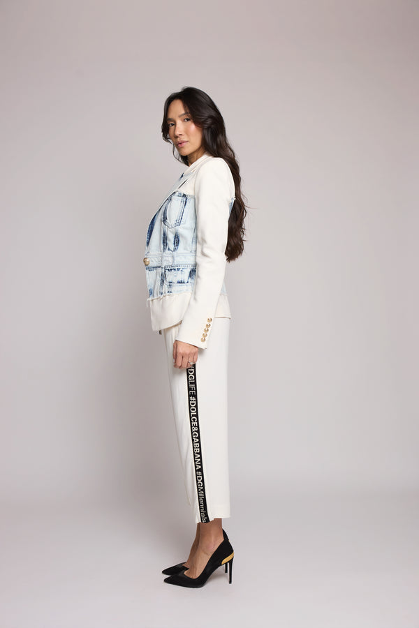 Calça Dolce & Gabbana Jogger Off-White com Faixa Logo