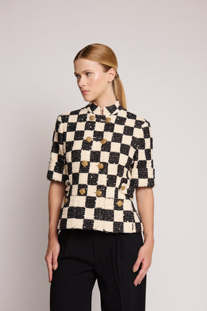 Jaqueta de tweed Xadrez Gucci