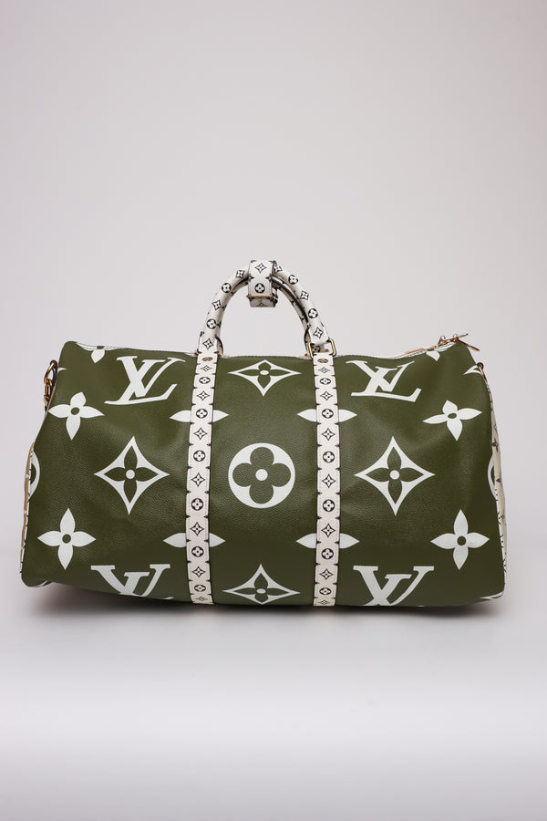 Louis Vuitton Khaki Green Keepall Bandoulière 50