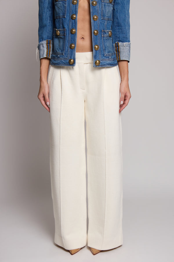 Calça Fendi Wide Leg Texturizada Off-White