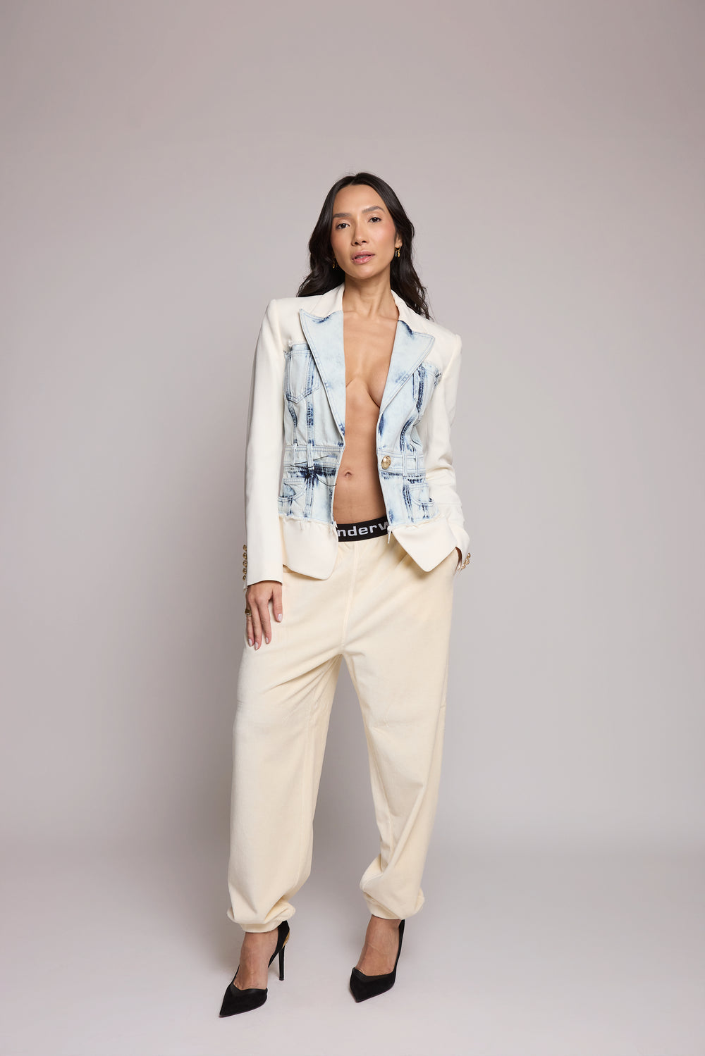 Calça Alexander Wang Jogger Off-White Waistband Logo