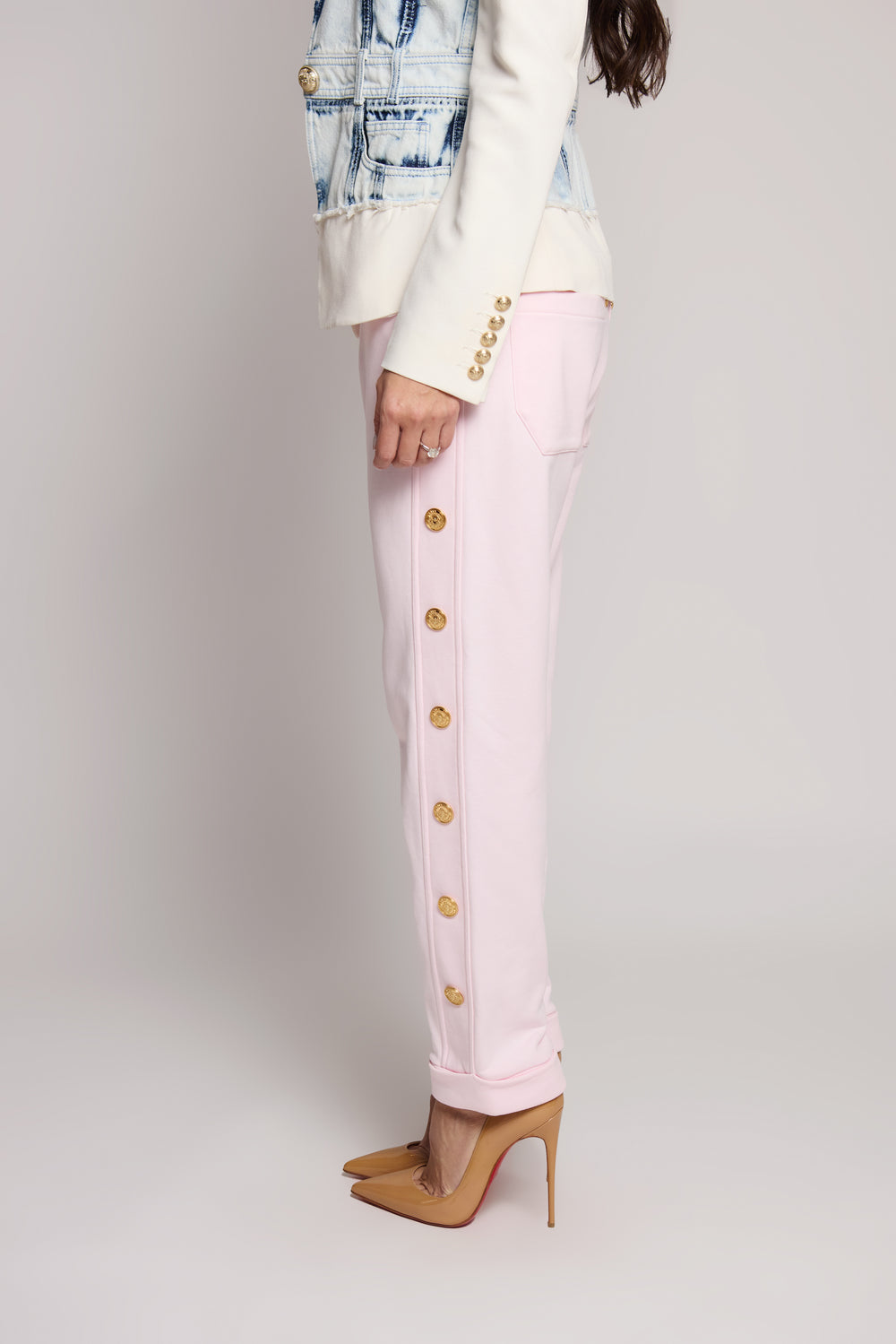 Calça Versace Rosé Botões Dourados