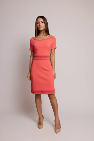 Vestido Fendi Rosa Coral em Malha Estruturada