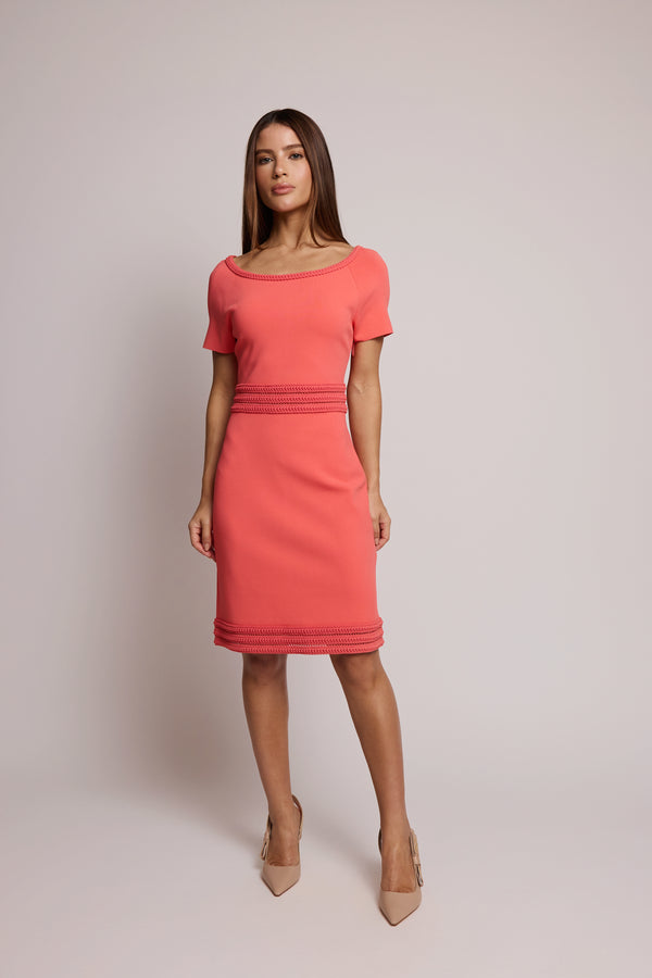 Vestido Fendi Rosa Coral em Malha Estruturada
